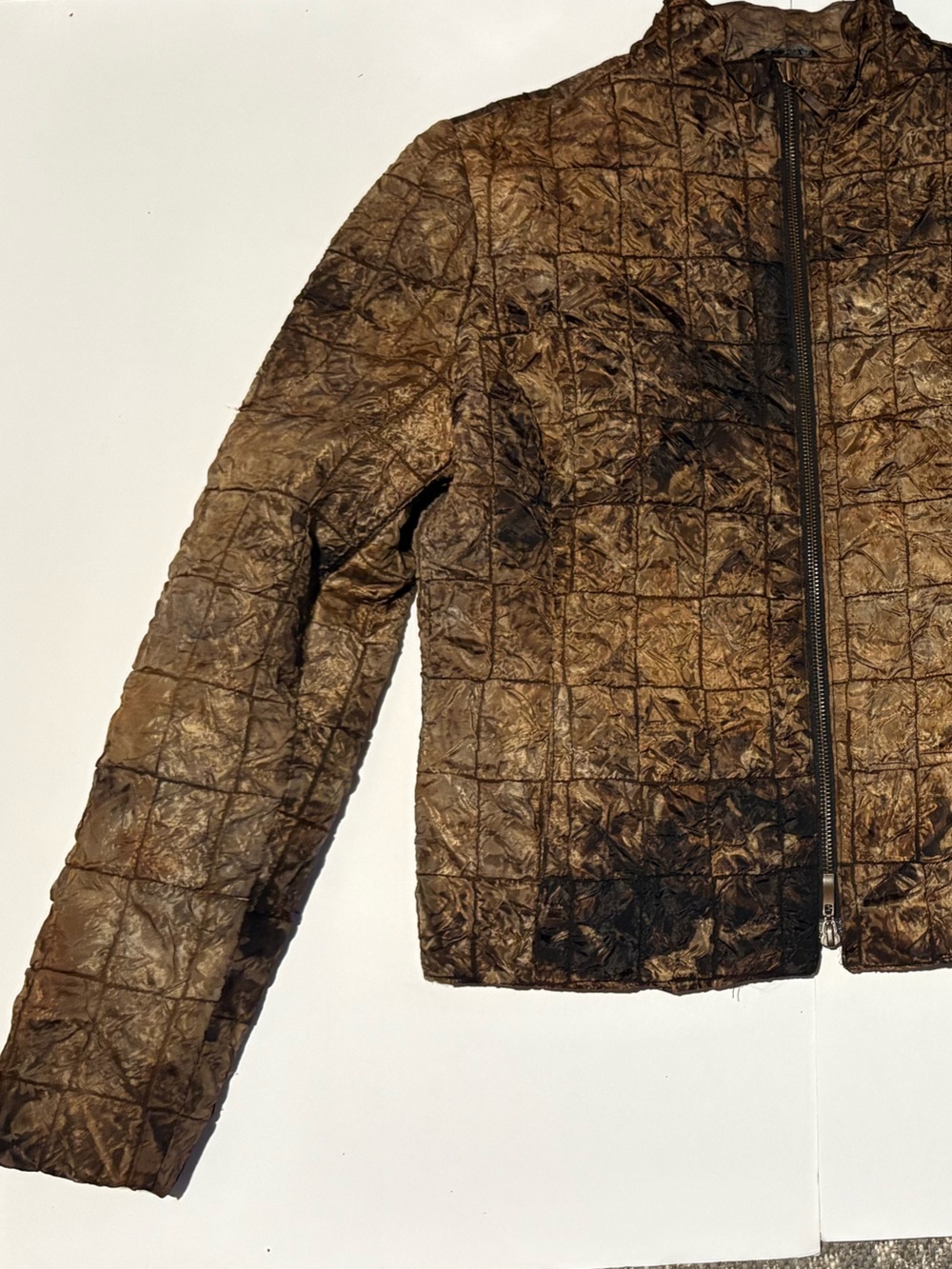 90’s BeLiza Vintage Brown Tan Retro Glimmer Zip Quilted Careerwear Jacket Medium